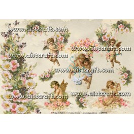 Carta di riso Angeli e Rose Vintage