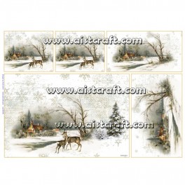 Carta di riso Natale Сervo d'inverno