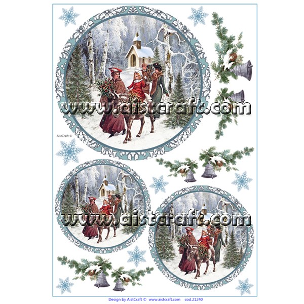 Carta Di Riso A4 Waiting For Santa – Motivo Paglia Per Decoupage, 30g, 21x29,7 Cm